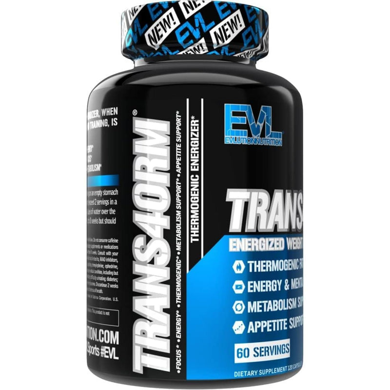 EVL Trans4orm - Thermogenic Fat Burner Support for Men & Women- 60 Servings | Fast Acting Weight Loss Energy and Appetite Support - Green Tea Supplement for Men and Women 120 Count (Pack of 1)
