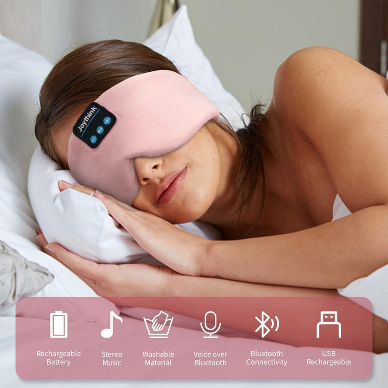 [Australia] - Sleep Mask Bluetooth 5.4 Headphones Soft Wireless Headband Eye Mask Blackout with Microphone (Pink) Pink 