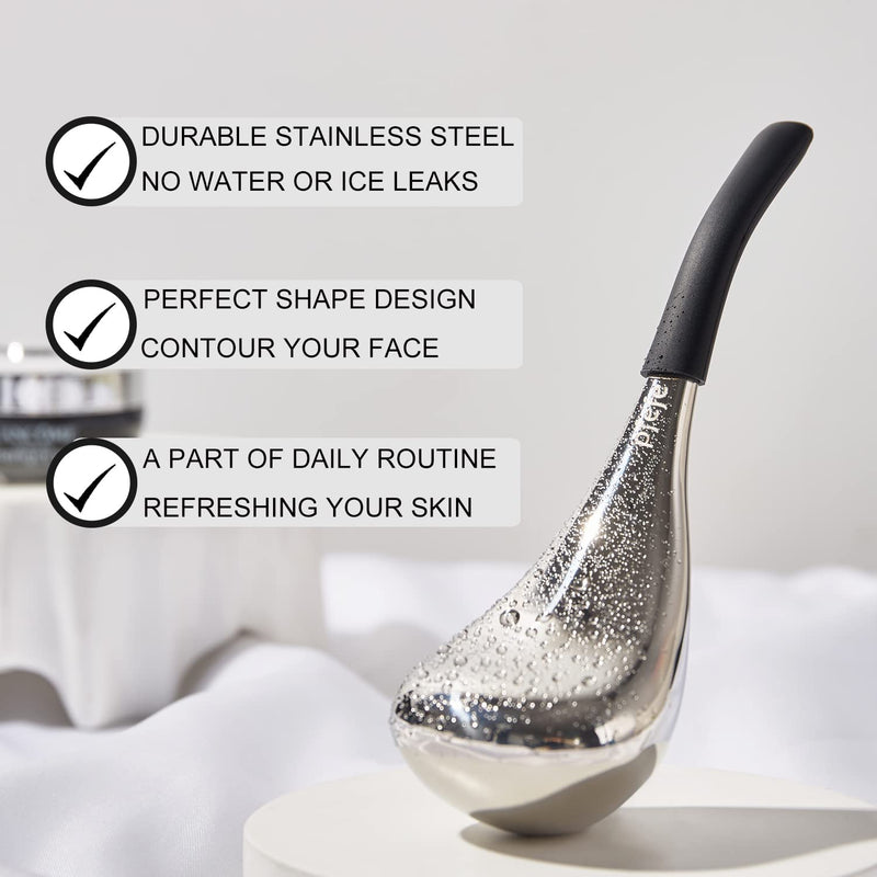 pfefe Ice Globes Facial Skin Care Tools for Women Face Eyes, Stainless Steel Face Beauty Cryo Sticks for Girls Ladies, Esthetician Supplies Cooling Spa Globes Cold Roller with Storage Case Black
