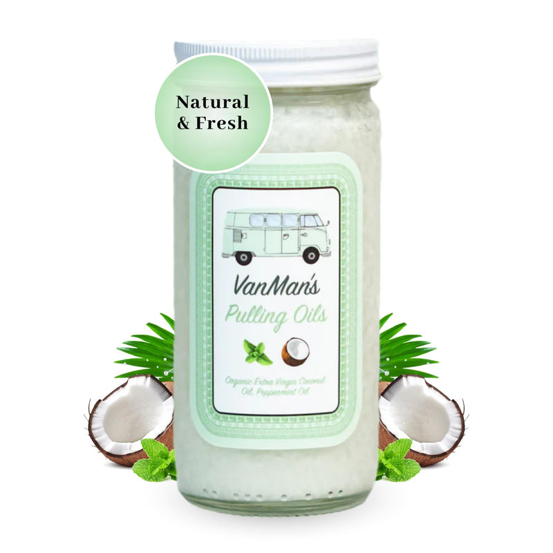 [Australia] - Vanman's Pulling Oil for Teeth and Gums - Oil Pulling Made with Organic Unrefined Coconut Oil and Peppermint Oil - Fluoride-Free, Supports Fresh Breath - 7.6 Ounce 