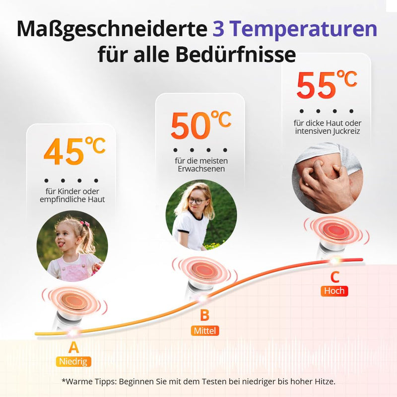 [Australia] - Ualans Electronic Itch Device, Anti-Itch Pen for Bites, Heat Pen Against Itching with Heating & Vibration Effect, Heat Pen with LCD & 3 Temperatures, Physics Anti-Itch Heat Pen 