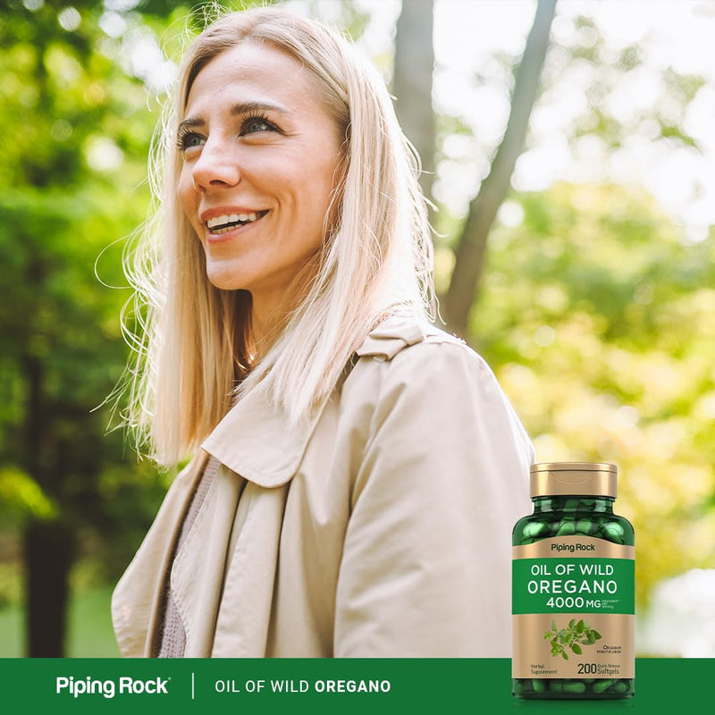 [Australia] - Piping Rock Oil of Oregano 4000mg | 200 Softgel Capsules | Herbal Supplement | Non-GMO, Gluten Free Pills 