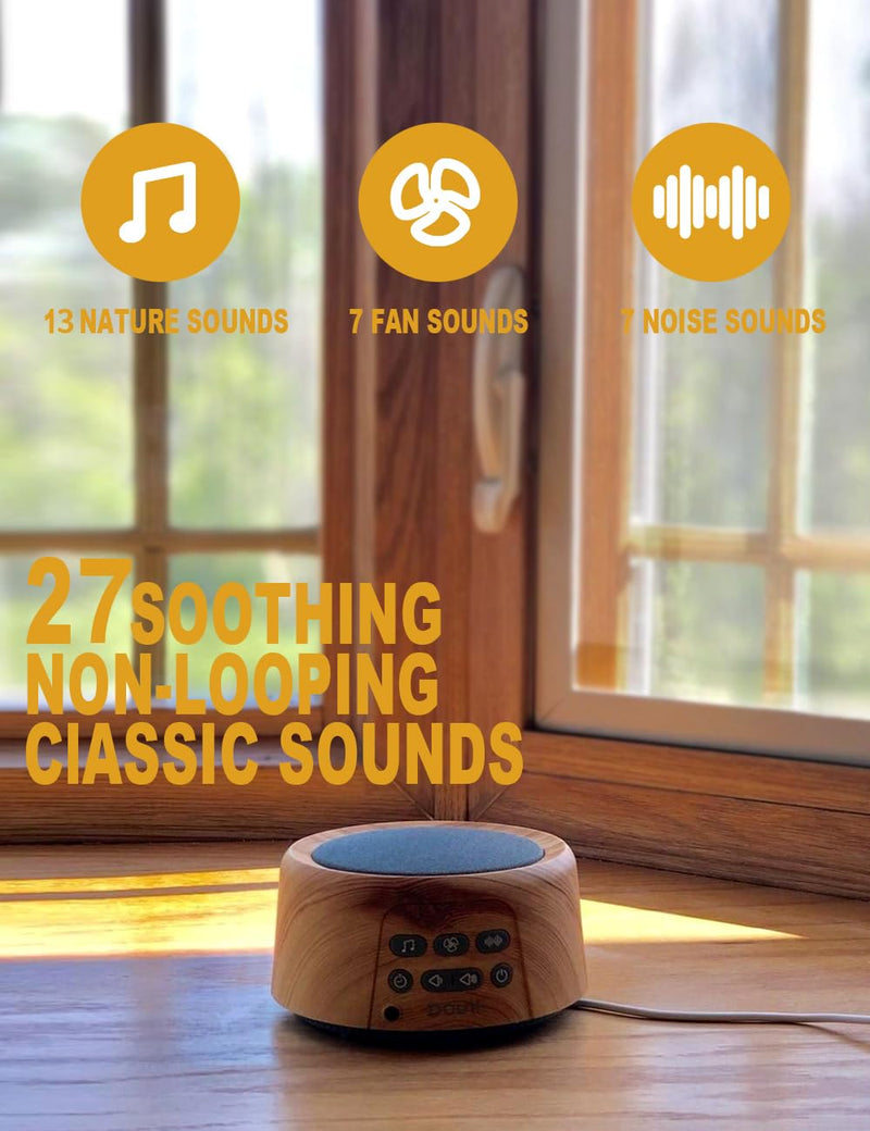 [Australia] - White Noise Sound Machine with 27 Soothing Sounds Timer & Volume Control Memory Function for Sleeping & Relaxation,Noise Machine for Kid,Adult,Nursery,Home,Office,Travel.Wood Grain W03Plus 
