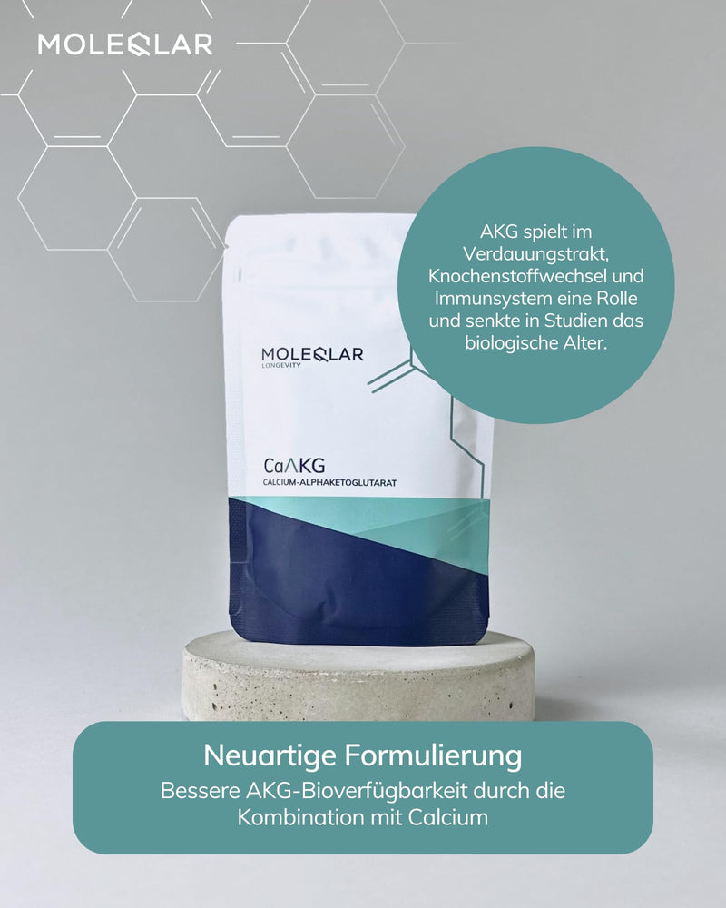 [Australia] - MoleQlar CaAKG powder high dosage - storage pack (100 grams for 100 days) vegan premium calcium alphaketoglutarate - 1000 mg calcium AKG per serving - laboratory tested in DE 