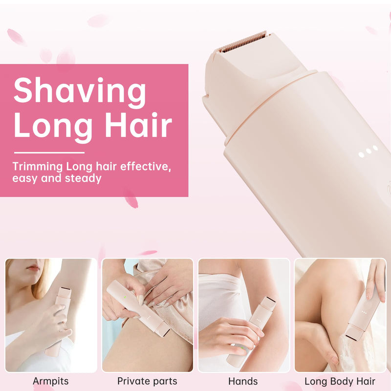 [Australia] - Bikini Trimmer for Women Pubic Hair - 2 in-1 Electric Razors for Women - Rechargeable Dual Head Electric Shaver - Waterproof Bikini Trimmer for Underarm Leg Arm Body Face Armpit Hair Remover 