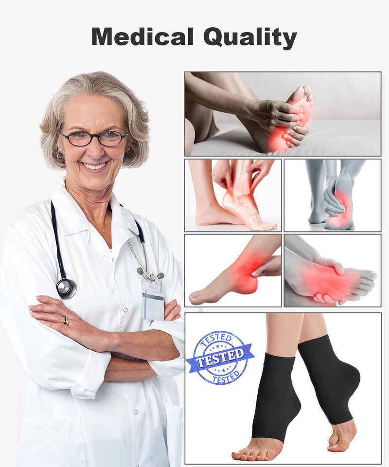 [Australia] - 2 Pairs of Ankle Medical Compression Stockings Men & Women 20-30mmhg, Support Stockings Compression Socks for Swelling Plantar Fasciitis Sprain Neuropathy Sports XXL 2x Black 