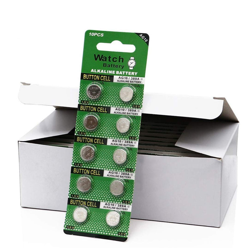 Cotchear 10pcs 1.5V AG10 Alkaline Battery 189 389 AG10 LR1130 LR54 V10GA Battery Alkaline Button Coin Cell Batteries