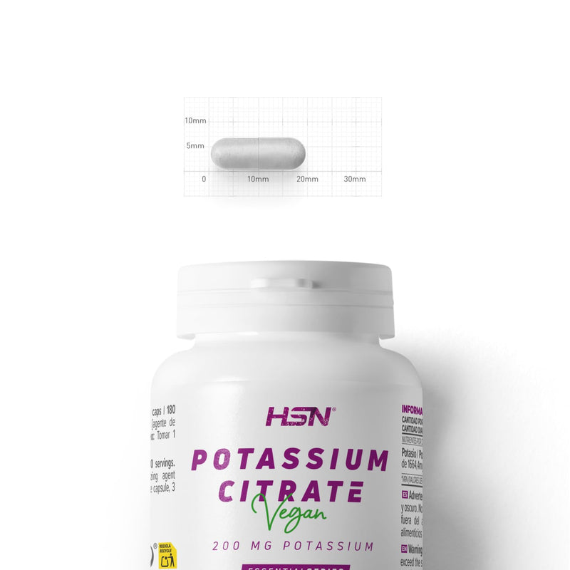 [Australia] - HSN Potassium Citrate 1664 mg (600 mg elemental potassium) per daily dose | 180 vegetable capsules | Potassium contributes to the normal functioning of the nervous system | Non-GMO, vegan, gluten-free 