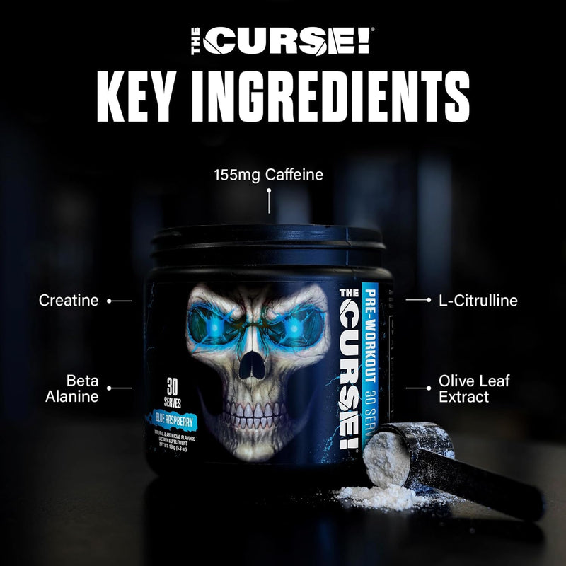 JNX Sports The Curse! Pre-Workout Powder – Watermelon, 250g | Energy, Focus & Endurance Booster | Beta-Alanine, Creatine, L-Citrulline, Caffeine