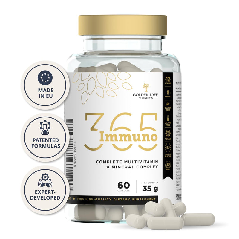 Golden Tree Immuno365 Multivitamin Capsules – Multivitamins and Minerals with Vitamin C, D, E, A, B-Complex, Biotin & Zinc – Vegan Immune Support, 60 Capsules 60 count (Pack of 1)