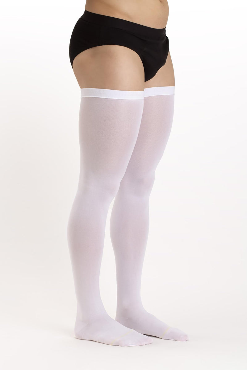 [Australia] - RelaxSan Antiembolism M2370A (1 pair - white, M) thrombosis stockings for women and men 18-23 mmHg, hold-up unisex inspectable tip, class 1 white 