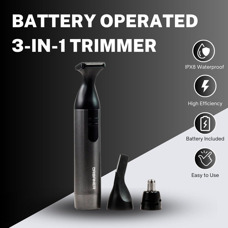 [Australia] - URBANER Beard Trimmer for Men, Waterproof Grooming Kit, Portable Nose and Ear Hair Clippers, 6 Pieces Set, Battery Included, Mustache Trimmer Gift for Men, MB-980 