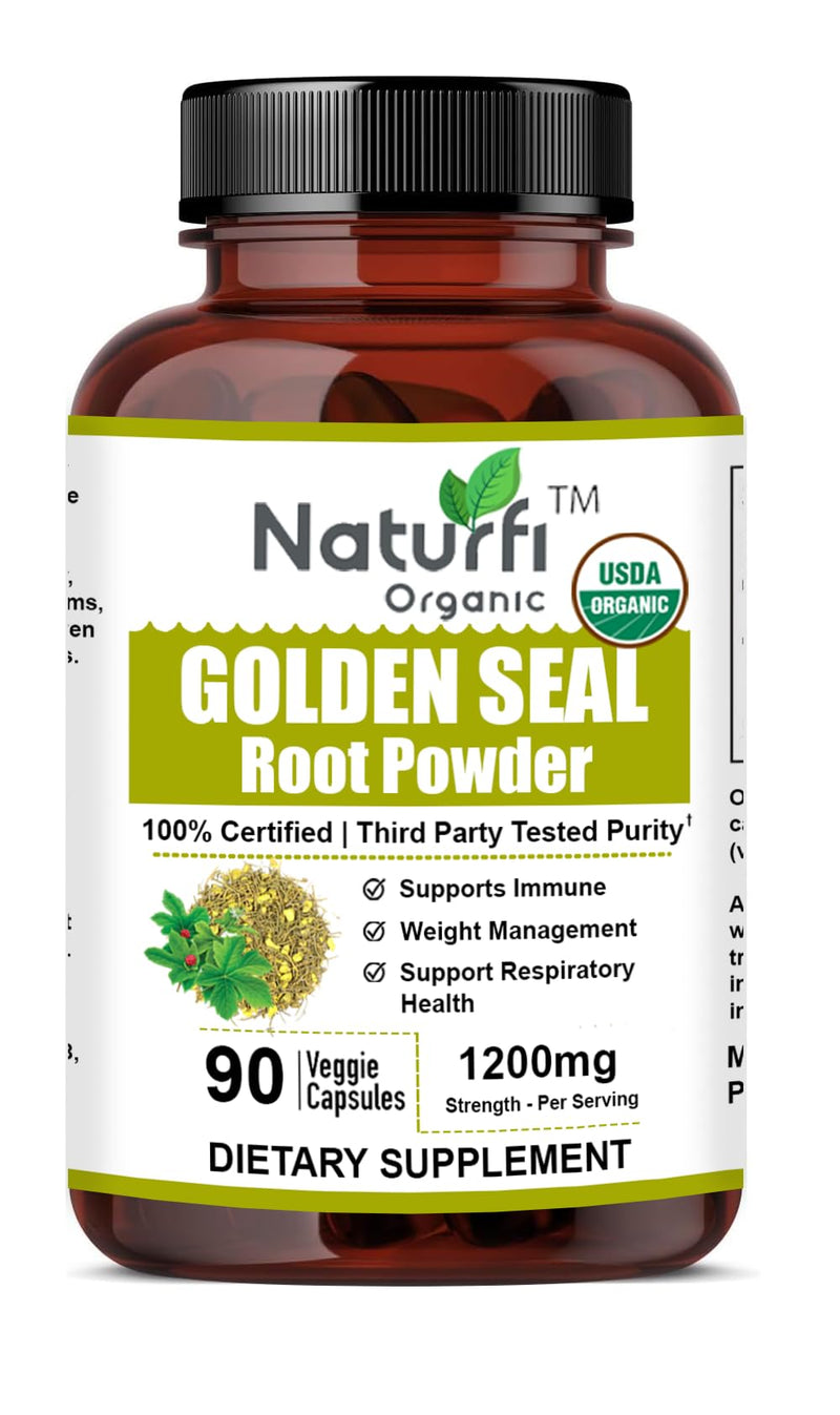 [Australia] - Goldenseal Root Capsules, 90 Capsules, USDA Organic, Lab Tested, Pure Natural Goldenseal Root Powder Supplement 