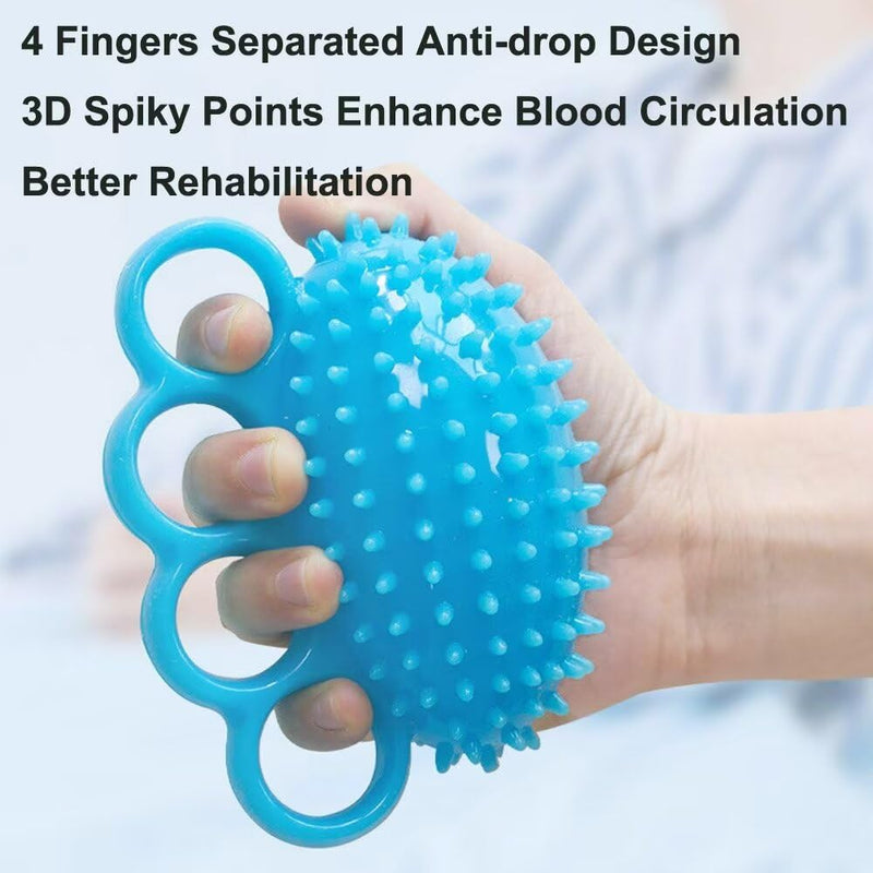 [Australia] - Finger Exerciser Training Ball Hand Grip Strengthener Trainer Squeeze Balls, Finger and Wrist Physical Therapy for Elderly Stroke Recovery, Anxiety Stress Relief, Arthritis, Carpal Tunnel, Massage Blue-2 