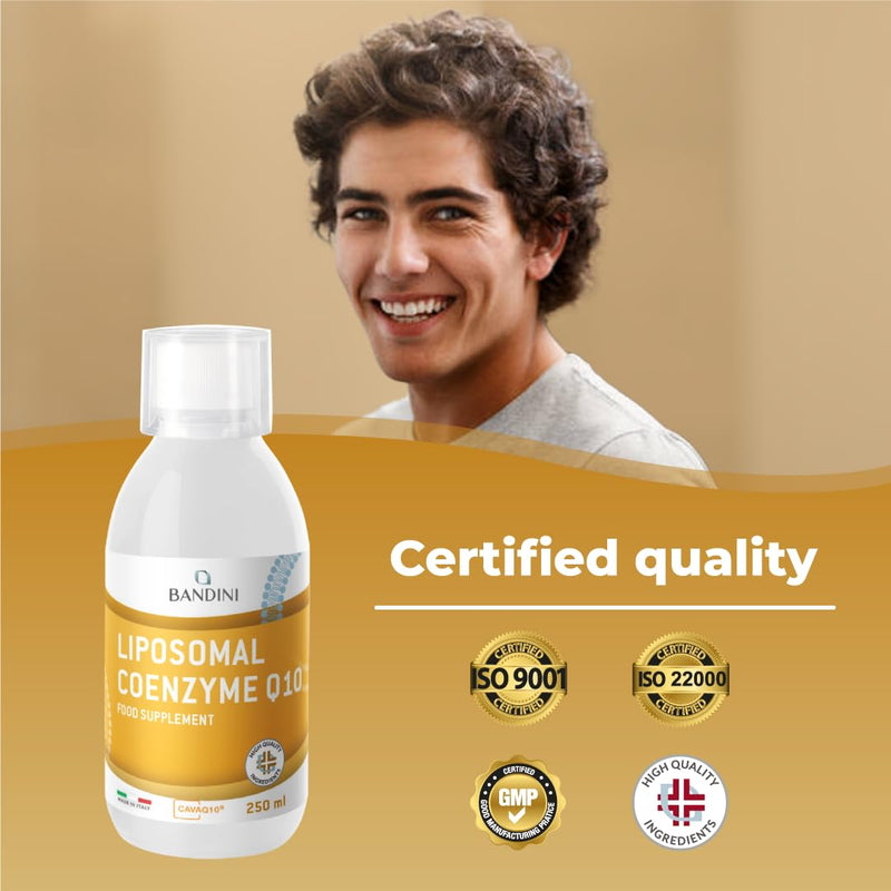 Bandini® Liposomal Coenzyme Q10 Liquid 200mg | Super Strength, Vegan Friendly, Naturally Fermented - High Absorption CoQ10 CAVAQ10® | Antioxidant Ubiquinone Co Enzyme, Alternative to softgel Capsules