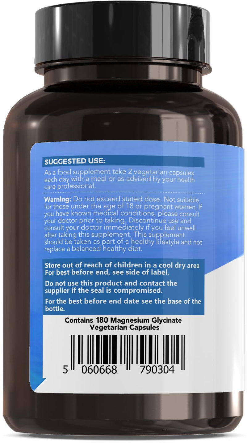 Magnesium Glycinate Capsules Provide 300 mg of Pure Elemental Magnesium Per Serving 180 Vegan Caps 1 count (Pack of 180)