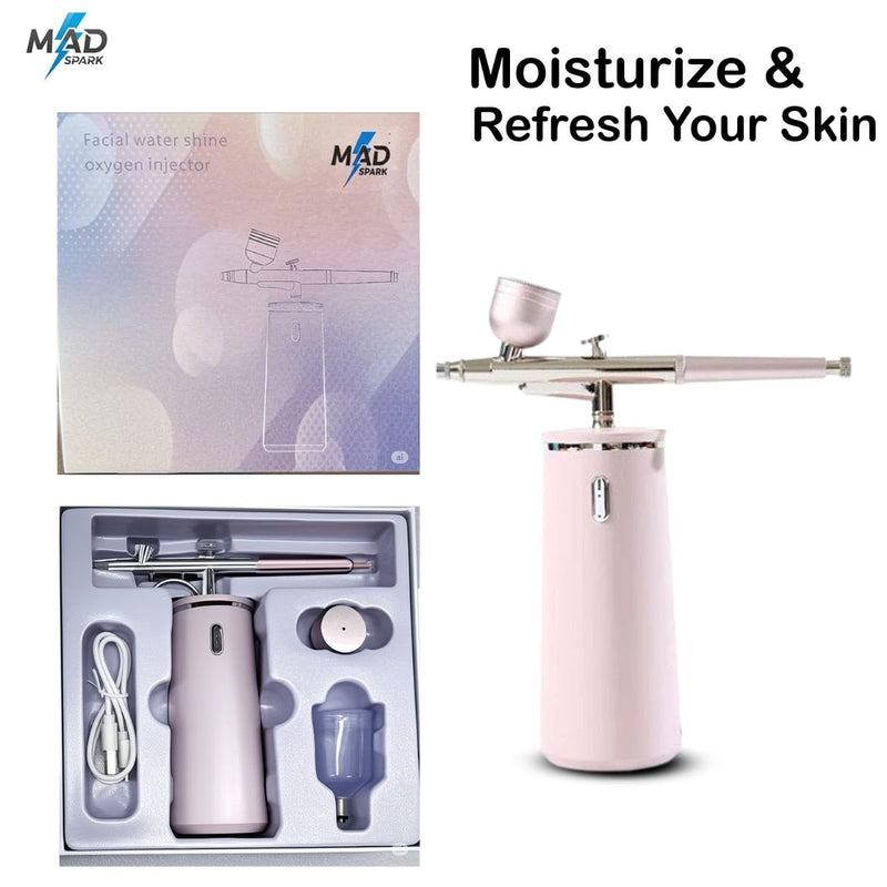 [Australia] - Oxygen Facial Spray Machine - High Pressure Handheld Facial Steamer with 0.3mm Nozzle - Rechargeable Portable Nano Mist face steamer for facial deep cleaning, Moisturizing, Travel & Home Use Pink 