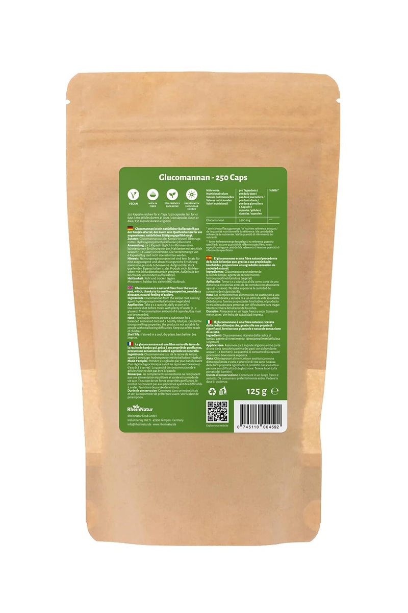 [Australia] - RheinNatur Glucomannan capsules 250 pieces - natural fiber from konjac root - vegan 