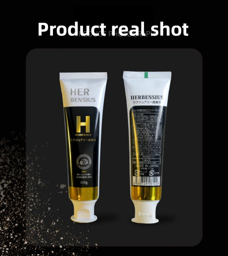 Japan HerBensius Black Truffle Toothpaste 110g*2, Toothpaste with Rich Foam.