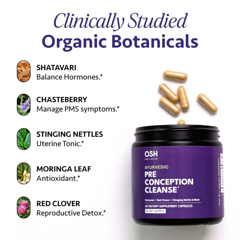[Australia] - Ayurvedic Preconception Cleanse | Ovarian & Uterus Cleanse for Hormonal Balance | Birth Control Cleanse | PCOS Supplements | Cycle Regularity | with Stinging Nettle, Red Clover | 30 Day Supply Pre Conception Cleanse 120 Count (Pack of 1) 