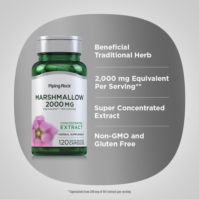 [Australia] - Piping Rock Marshmallow Root Capsules | 2000mg | 120 Count | Herbal Concentrated Extract Supplement | Non-GMO, Gluten Free Supplement 