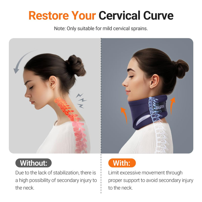 [Australia] - Ergonomic Neck Brace for Neck Pain and Support, Throat-Friendly V-Shape Cervical Collar with Dual Memory Foam for Comfort and Cervical Spine Pressure Relief, Vertebrae Stability (14.0" - 16.5") 