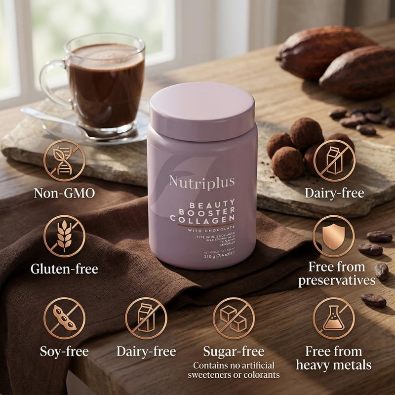 FARMASi Nutriplus Beauty Booster Collagen Powder, Sugar Free, 7.4 oz | Provides Hydrolyzed Collagen Types I II and III Combined with Protein and Essential Nutrients For Daily Supplementation