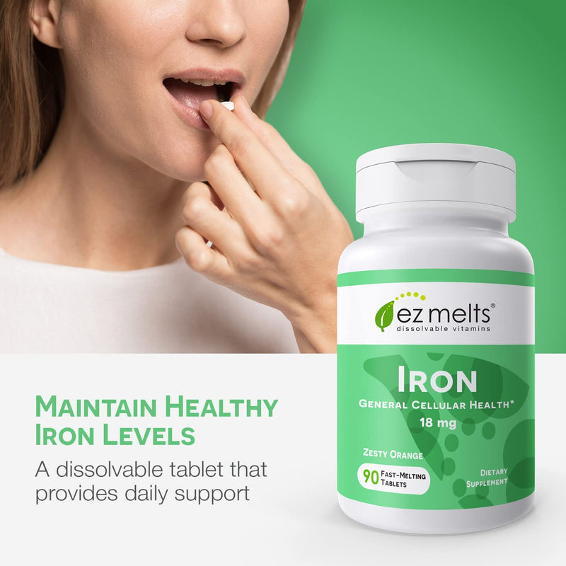 [Australia] - EZ Melts Dissolvable Iron Supplement 18 mg, Sugar-Free, 3-Month Supply 90 Count (Pack of 1) 