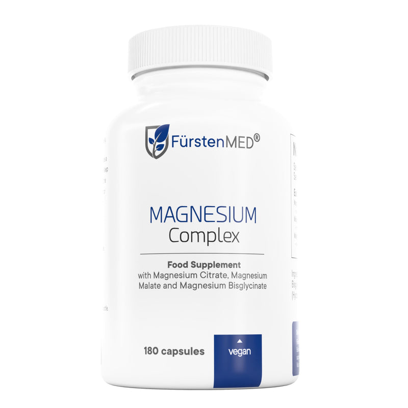 FürstenMED® 180 Magnesium Complex Capsules - Contains High Dose Magnesium Citrate, Malate & Bisglycinate - Vegan & Additive-Free