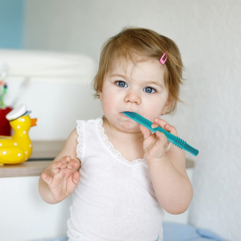 [Australia] - Fu Store Hollow Teether Tube, 6 Pack Chew Straw Toy for Infant Toddlers Silicone Tubes Teething Toys for Babies 3-12 Months BPA Free/Freezable/Dishwasher and Refrigerator Safe 