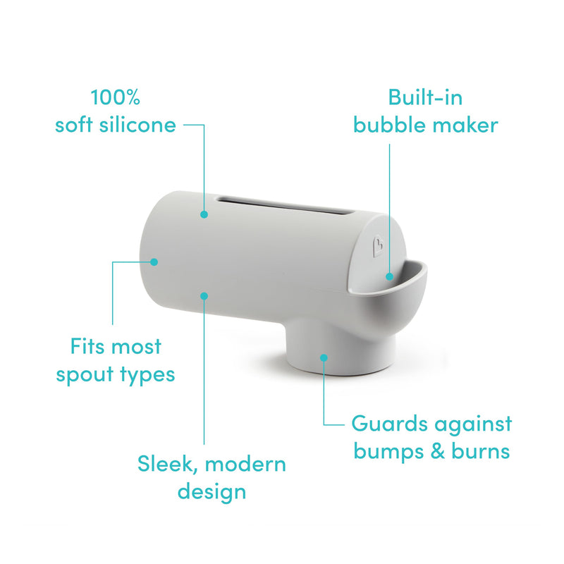 [Australia] - Munchkin¬Æ Soft Spot‚Ñ¢ Bath Spout Cover for Baby, Bathtub Guard with Built-in Bubble Bath Dispenser, Silicone, Grey 