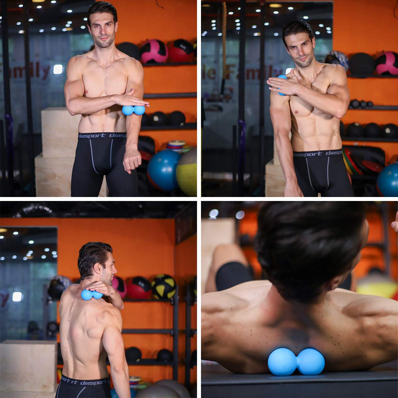 [Australia] - 5BILLION Peanut Massage Ball - Double Lacrosse Massage Ball & Mobility Ball for Physical Therapy - Deep Tissue Massage Tool for Myofascial Release, Muscle Relaxer, Acupoint Massage (blue) Blue-50 Hardness 