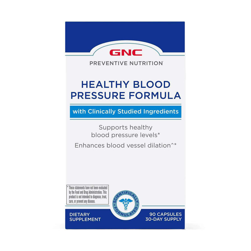 GNC Preventive Nutrition Healthy Blood Pressure Formula - 90 Capsules | Supports Healthy Blood Pressure Levels and Enhances Blood Vessel Dilation, Gluten-Free with No Milk or Artificial Flavors