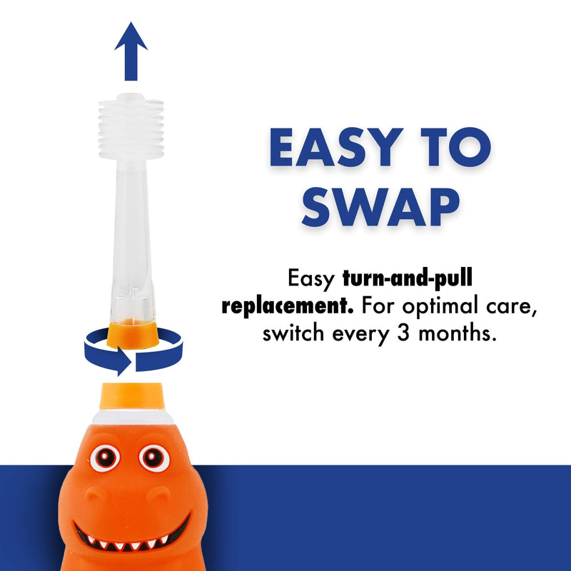 [Australia] - Brilliant Oral Care Kids Sonic Toothbrush Soft Replacement Heads, for Children Ages 5+, Orange, 2 Pack 2 Count (Pack of 1) Orange (Soft Bristles) 