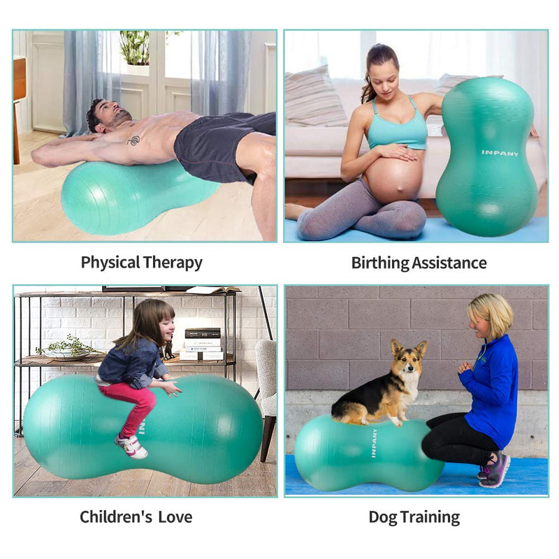[Australia] - INPANY Peanut Ball - Anti Burst Exercise Ball for Labor Birthing, Physical Therapy for Kids, Core Strength, Flexible Seating, Home & Gym Fintness, Sensory Chair Wiggle Seat for Boys and Girls Green 