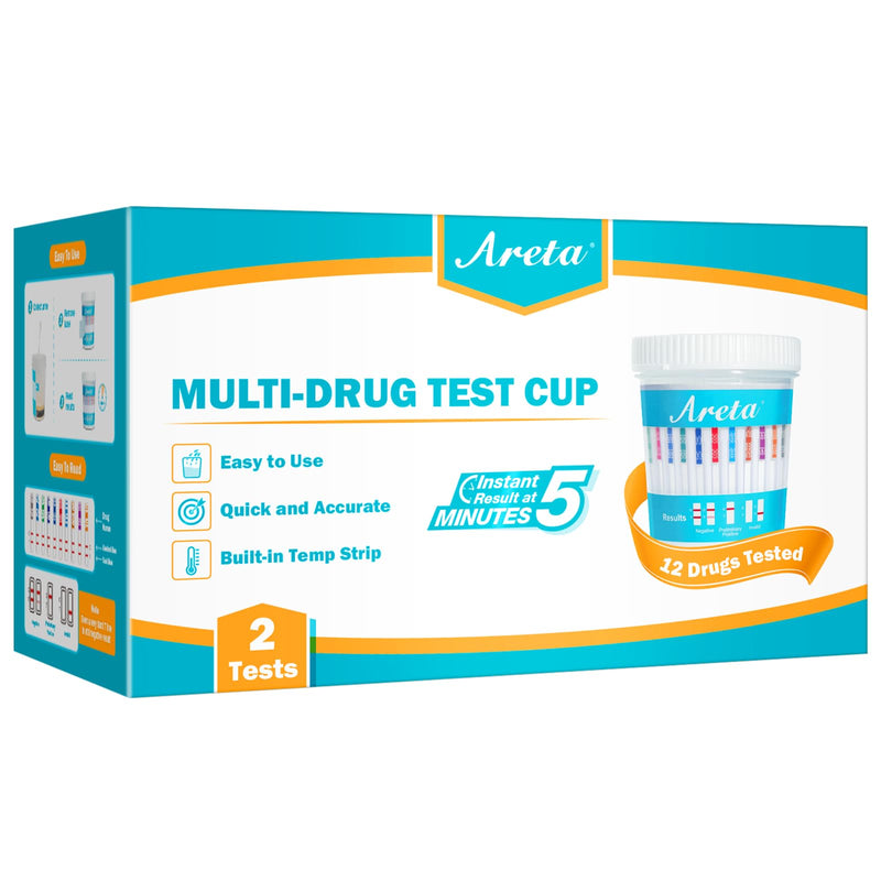 Areta Multi-Drug Test Cup: Detect for Amphetamine,Oxazepam,Cocaine,Marijuna,Methamphetamine,Morphine,Oxycodone, Secobarbital,Buprenorphine,MET,Phencyclidine,Methadone ACDOA2-2124 (4 Pack)