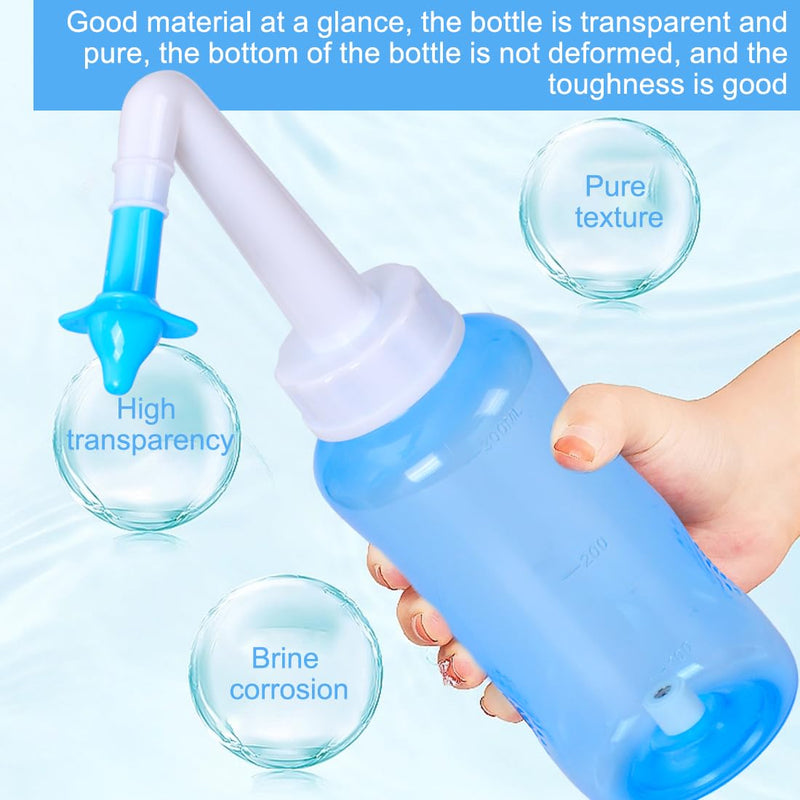 [Australia] - Nasal Shower Set Nasal Rinse Jug for Nose Cleansing and Nasal Rinsing for Adults & Children for Colds and Allergies BPA-Free 300ML (Light Blue) 