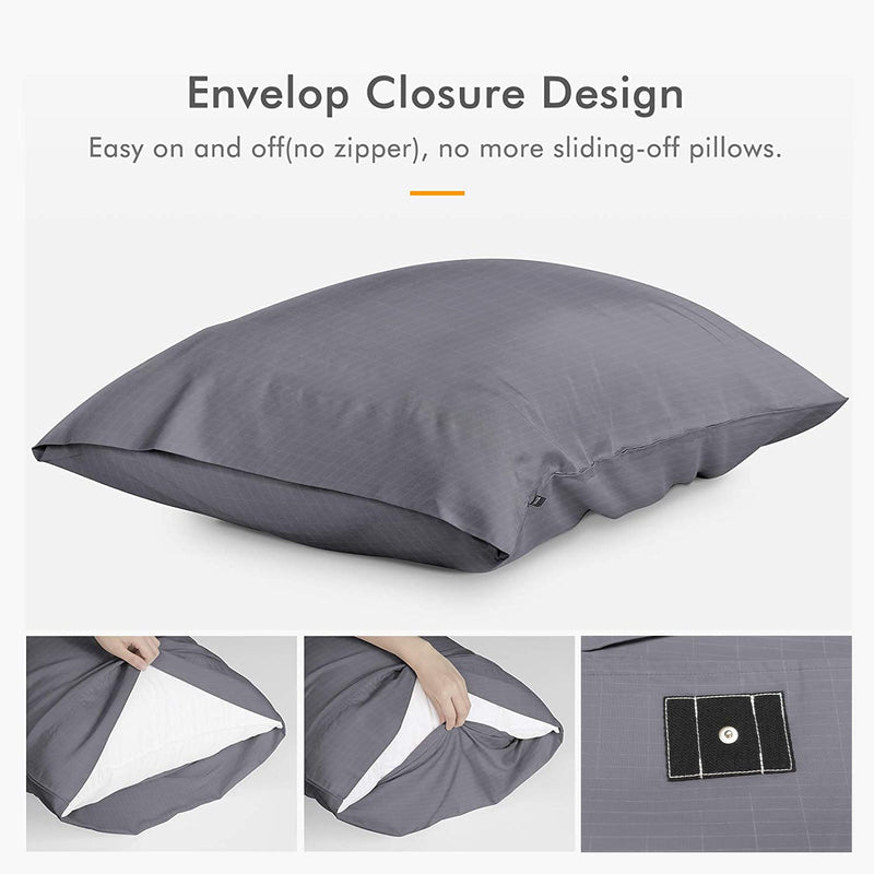 Grounding Pillow Cases Queen 10% Silver Grounding Pillowcases with Grounding Wire for Sleeping,Grey Grounding Pillow Cover (20x30Inch) gray