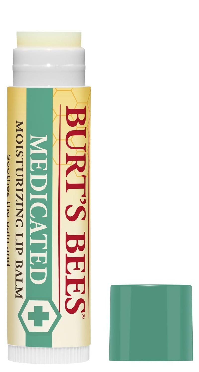 Burt's Bees Medicated Lip Balm, With Eucalyptus Oil and Menthol, Tint-Free, Natural Origin Lip Care, 2 Tubes, 0.15 oz. 2 Count (Pack of 1)