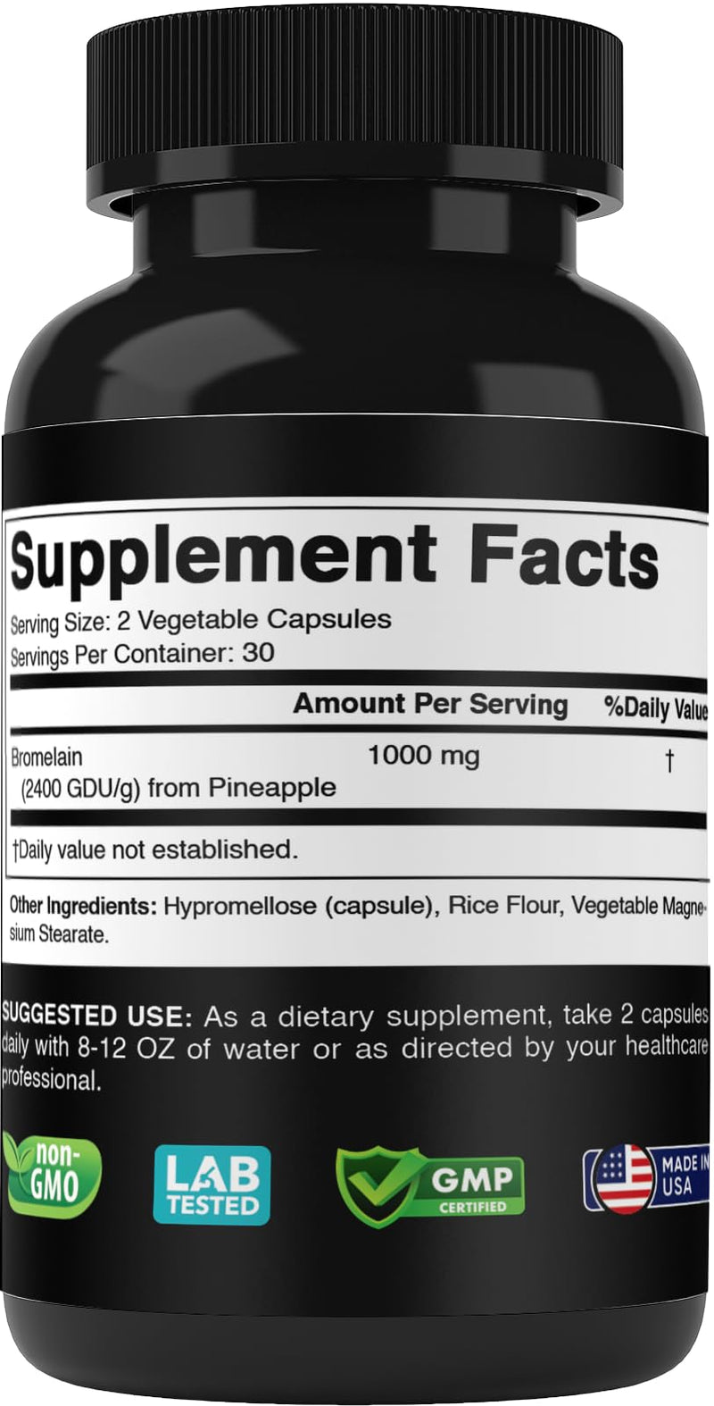 [Australia] - Bromelain Supplement 1000mg per Serving, 2400 GDU/g, Proteolytic Enzymes, Supports Digestion of Proteins, 60 Count - Non-GMO & Gluten Free 