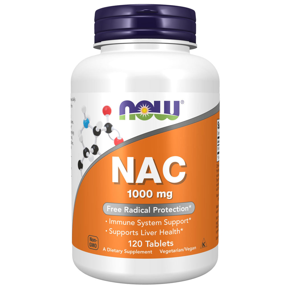 NOW Supplements, NAC (N-Acetyl-Cysteine) 1,000 mg, Free Radical Protection*, 120 Tablets 120 Count (Pack of 1)