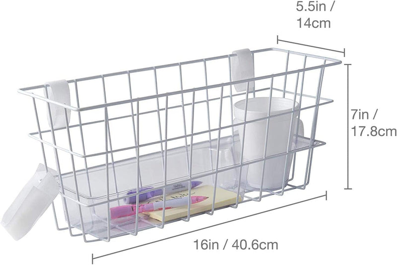 [Australia] - HealthSmart Walker Storage Basket with Cup Holder and Insert Tray, No Tools Needed, White, 16 x 5.5 x 7, Walker Accessories Walker Basket Only (Pack of 1) 