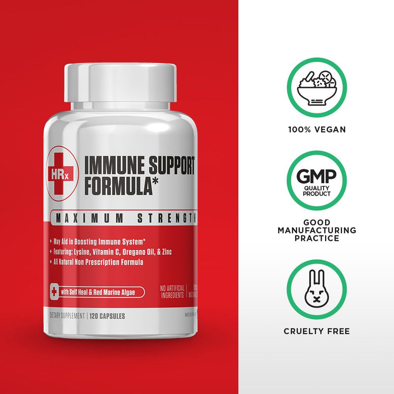 [Australia] - Immune Support Supplement for Adults, Natural Capsules with Zinc, Vitamin C, L lysine Amino Acid & Oregano Oil for Strong Immunity Health in Men & Women, 120 Capsules Immune Support Supplement 