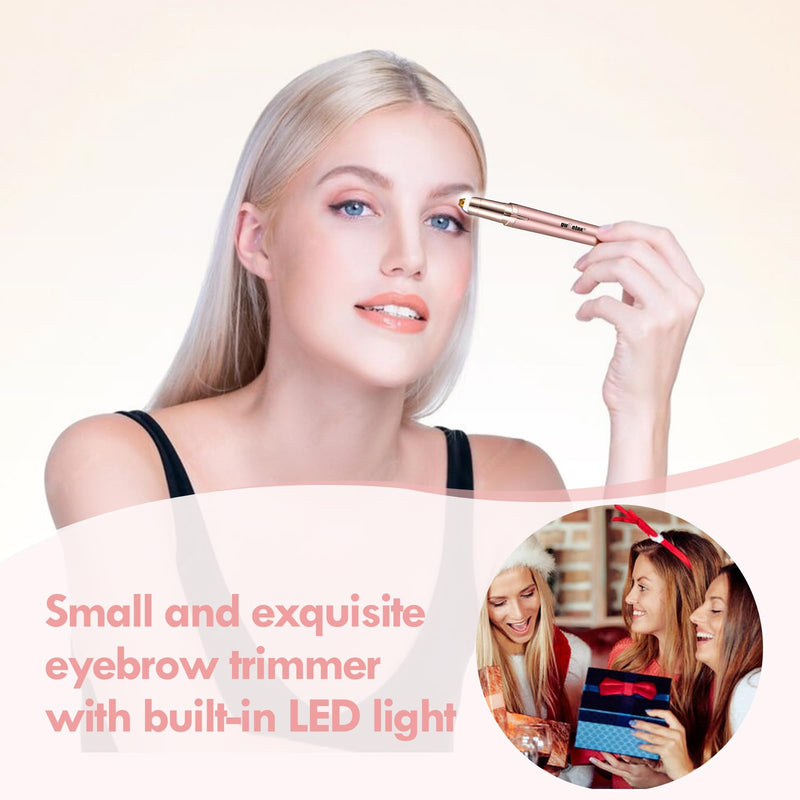 [Australia] - Eyebrow Trimmer for Women, Rechargeable Eyebrow Hair Remover, Painless Electric Razor with 2 x Replacement Heads, Eye Brow and Face Epilator Hair Removal (Rose Gold) Rose Gold-1 