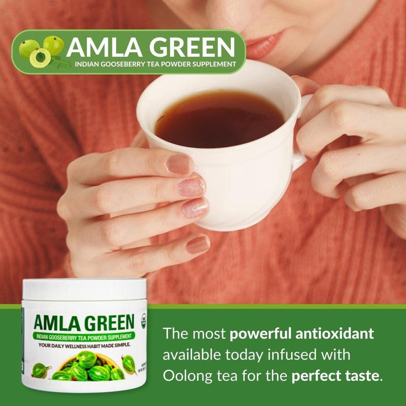 [Australia] - Amla Powder & Green Tea Superfood Supplement, 20x Ultra Concentrated Amla, Antioxidant Support, Made with Oolong Tea and Indian Gooseberries, Organic, Vegan, Classic Flavor, 30 Servings Amla Powder | 30 Servings 