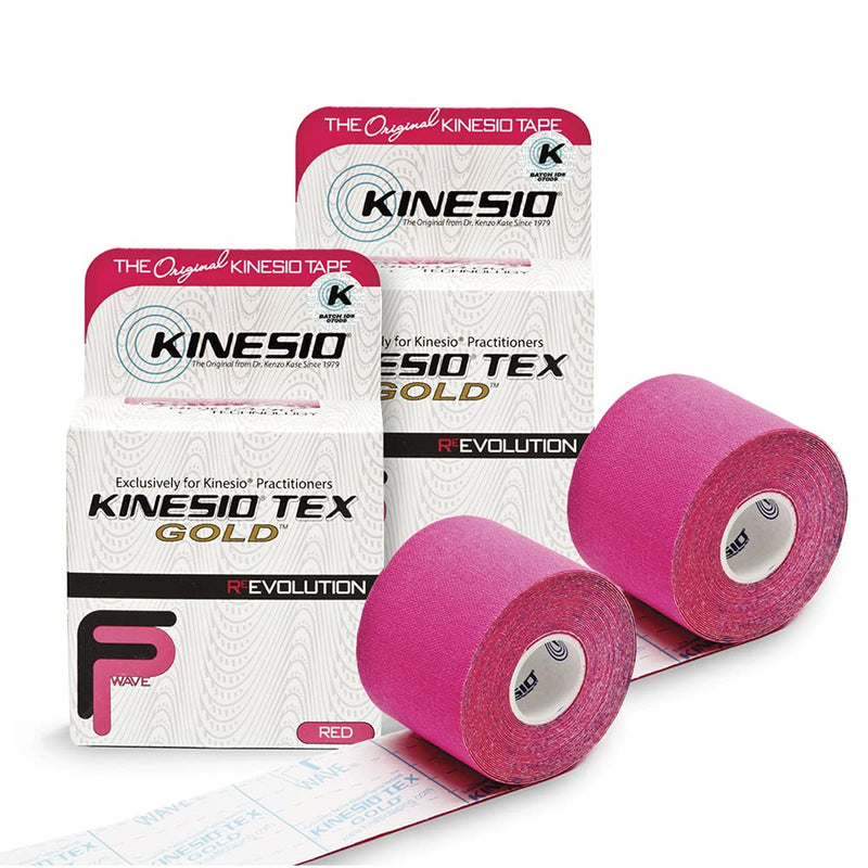 Kinesio Taping - Elastic Therapeutic Athletic Tape Tex Gold FP - Red – 2 in. x 16.4 ft - 2 Pack