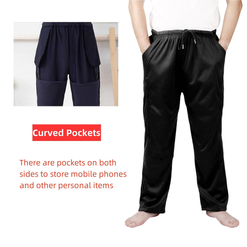 [Australia] - Catheter Leg Bag Pants for Men/Women,Pants for bedridden Patients,Catheter Clothing,Cotton Pants for Urine Bags After Surgery,Drainage Bags Can Be Hidden in Pants Grey Medium 