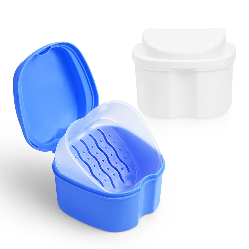 [Australia] - Luxoraiova Pack of 2 denture box denture box denture box portable braces box denture box container storage box with hanging sieve for false teeth storage cleaning 