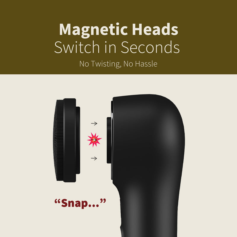[Australia] - Premium Facial Cleansing Brush,Waterproof Face Scrubber,Spin & Sonic Modes with 3 Intensities,Magnetic 3-Head System for Deep Pore Cleaning, Gentle Exfoliation & Sensitive Skin Care - for Women & Men Black 
