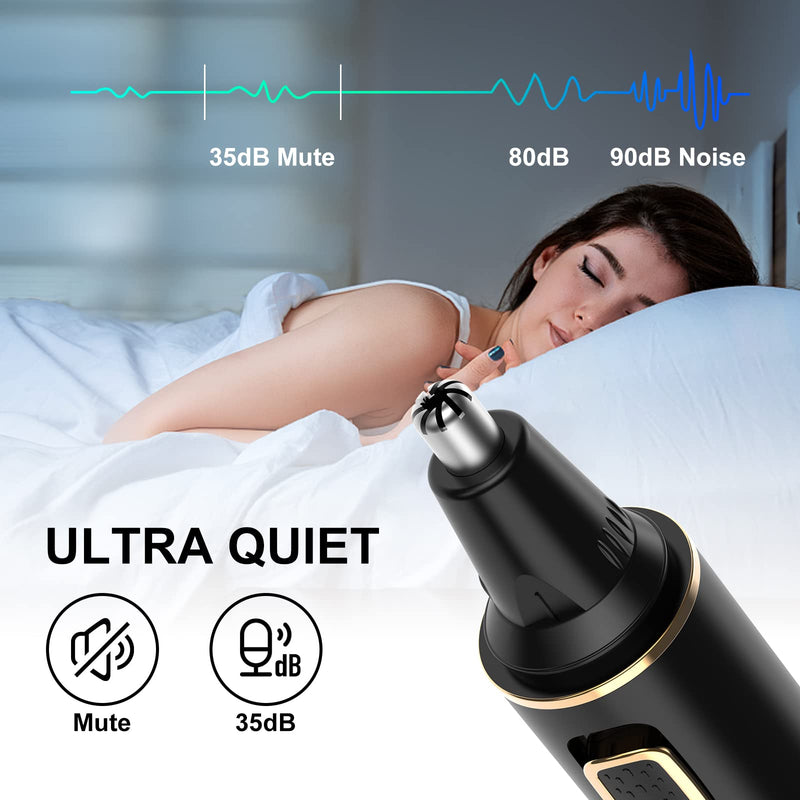Nose Hair Trimmer for Men, 2025 Painless USB Rechargeable Nose Hair Trimmer, Ear and Nose Hair Trimmer for Men, Professional Facial Hair Trimmer with IPX7 Waterproof Dual Edge Blades Black